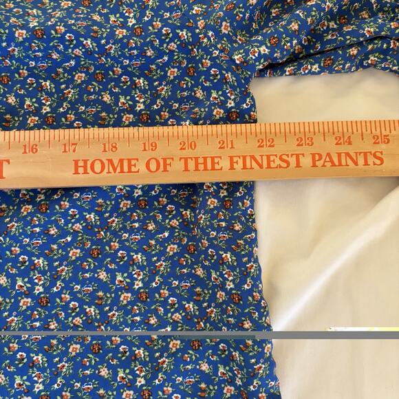 BTFBM Blue Floral High Neck Short Sleeve Blouse Size Large Ruffled Sleeves - Picture 12 of 13